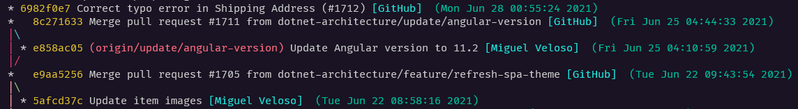 Git log, with custom formatting